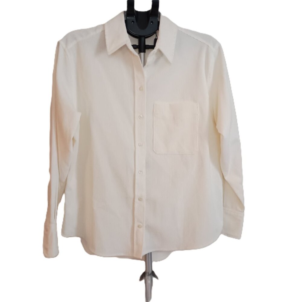 Zara Off White Corduroy Shirt Women’s M Cottagecore - Picture 2 of 15